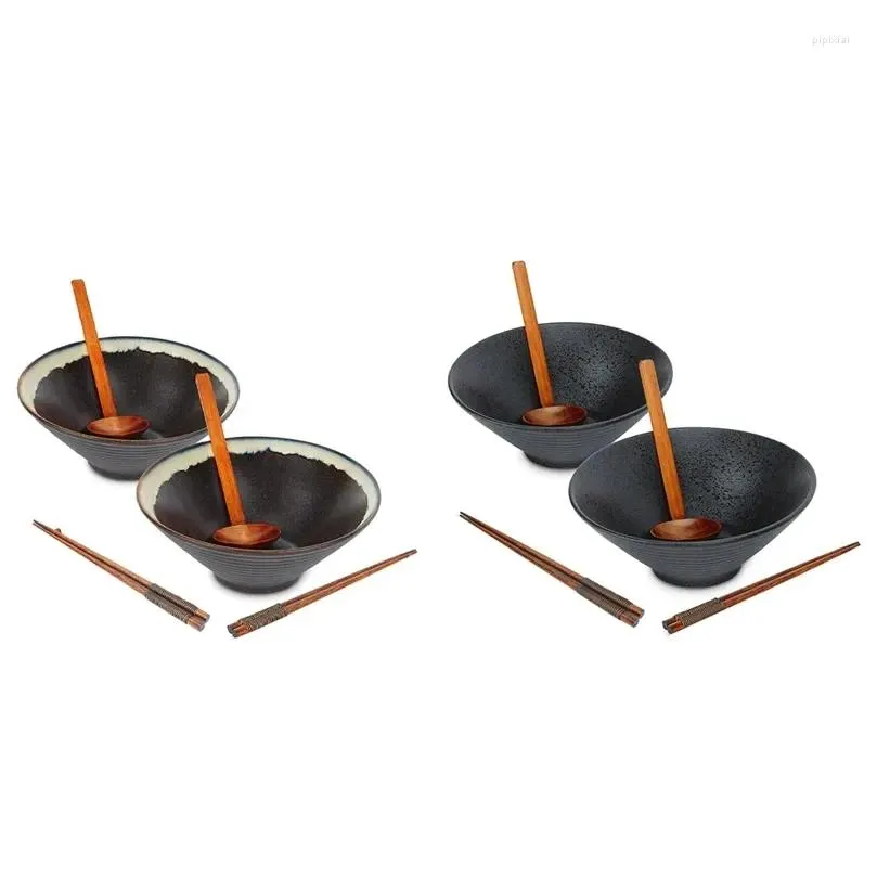 bowls retail ceramic ramen bowl set japanese with chopsticks and spoon udon noodle 2 sets