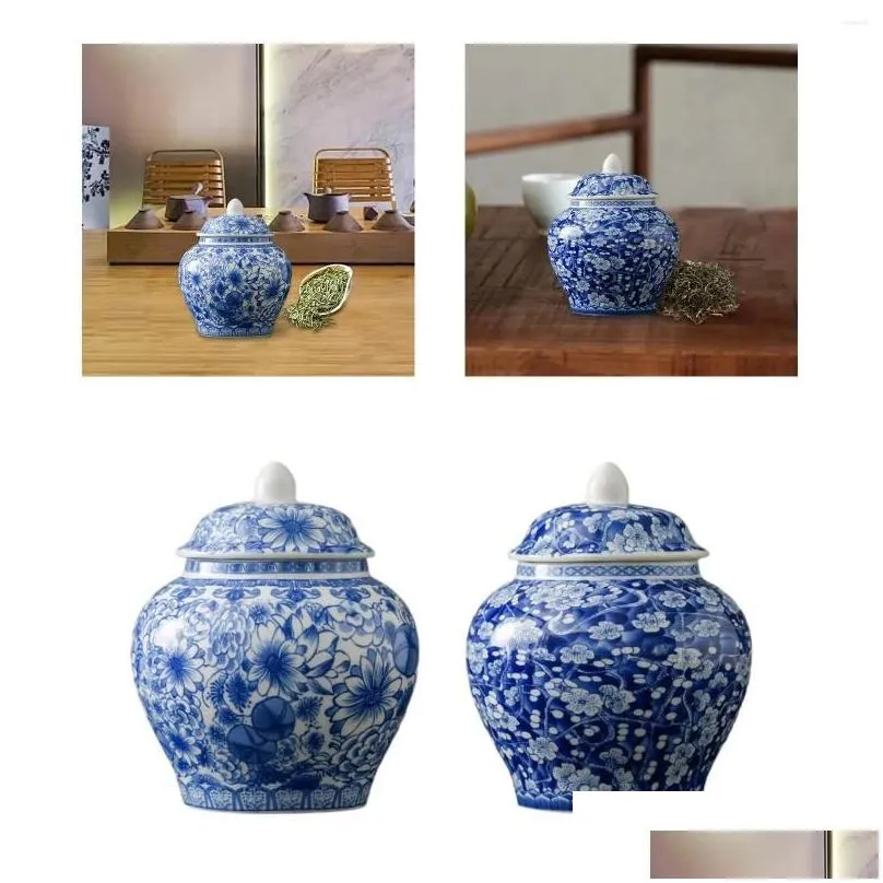 storage bottles floral temple jar desktop multipurpose plants holder flower arrangement home traditional tea with lid ceramic vase