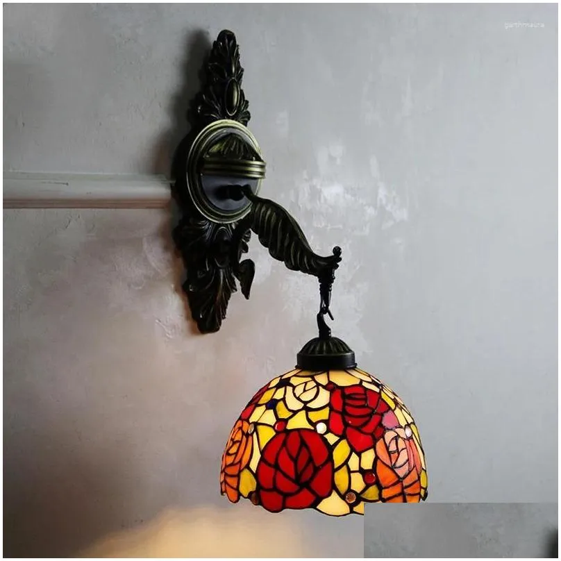 wall lamps belle tiffany lamp led vintage creative color glass sconce light for home living room el corridor decor