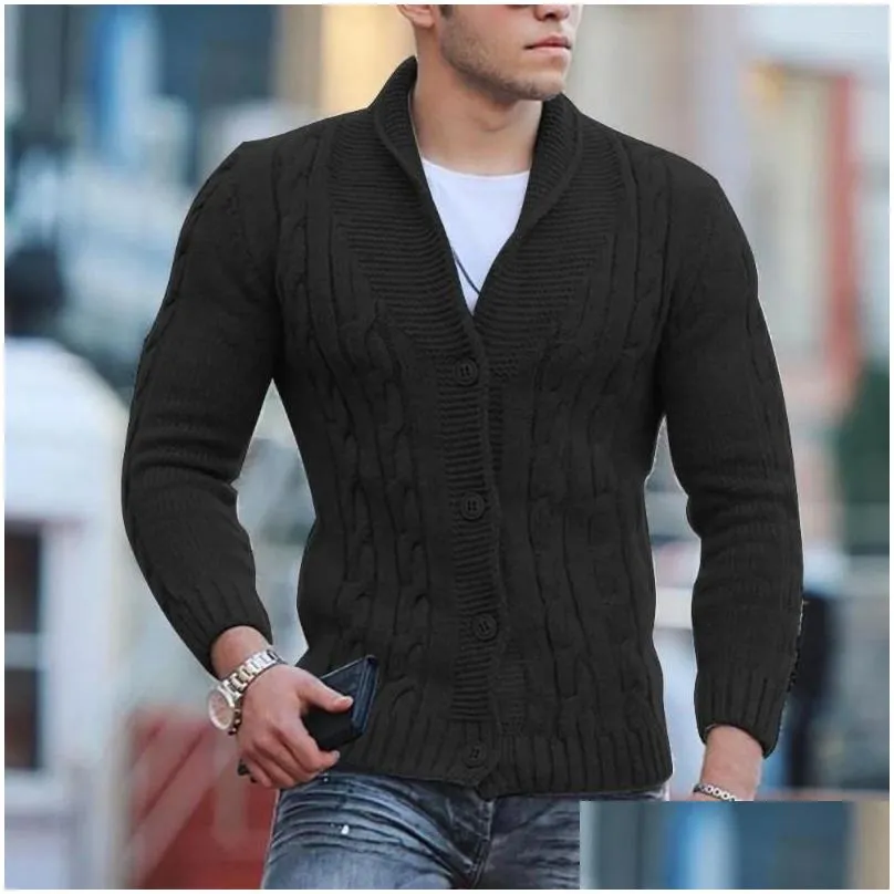 men`s sweaters cross border supply amazon european and american autumn winter fashion lapels long sleeved slim fit knitwea