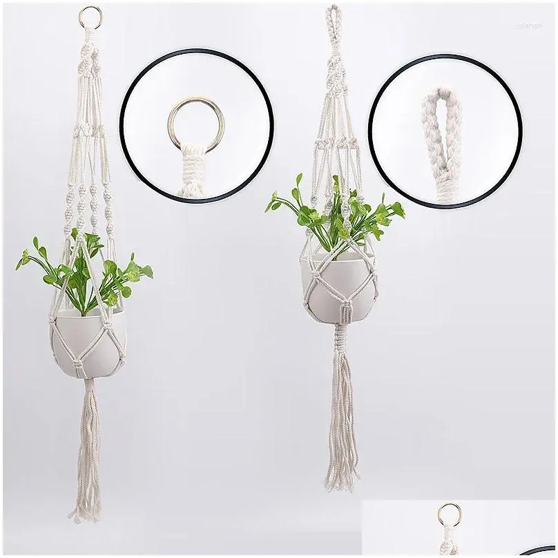 vases handmade macrame flowerpot net vintage hanging basket plant hangers cotton pot rope garden balcony decor