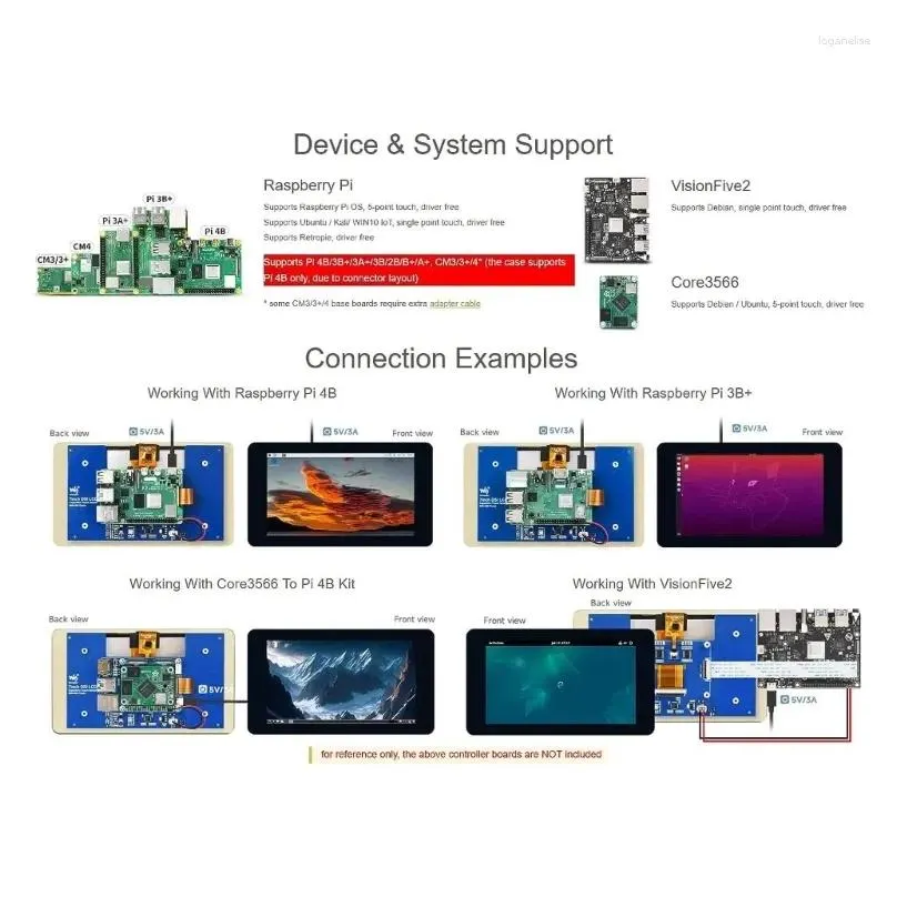 7inch lcd ips screen capacitive display for raspberrypi4b/3b /3a 3b monitors dropship