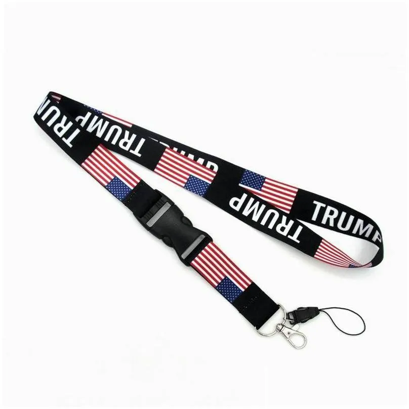 2024 trump us flag lanyard chest card party gift strap removable flags of the united states key chains string save america again 4