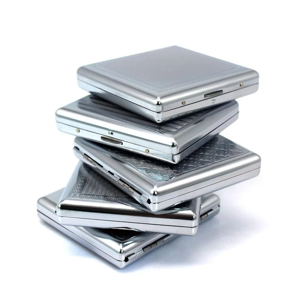 Cigarette Cases 20Pcs Stainless Steel Embossed Portable Metal Pressed Cigarette Case Box Drop Delivery Home Garden Household Sundries Dhxot