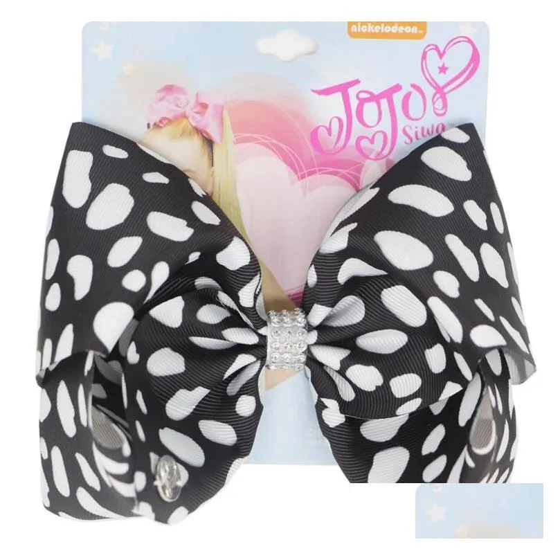 new jojo swia 8 inch large leopard bowknot print ribbon hair bows with clips for kids girls boutique hair clips hair accessories