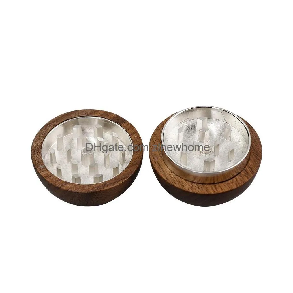 spherical wooden smoke grinder household smoking accessories tobacco grinders 37x54mm
