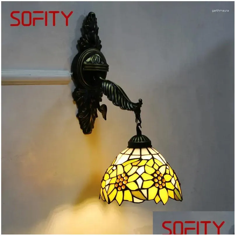 wall lamps belle tiffany lamp led vintage creative color glass sconce light for home living room el corridor decor