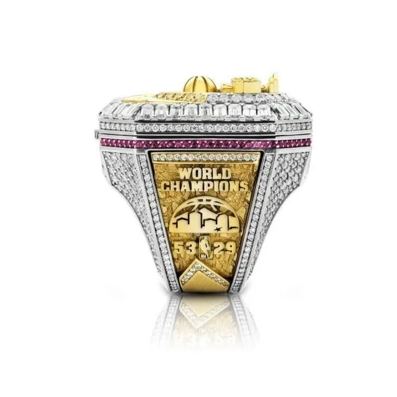 With Side Stones 2022 2023 Nets Basketball Jokic Team Champions Championship Ring With Wooden Display Box Souvenir Men Fan Gift Drop Dhxld
