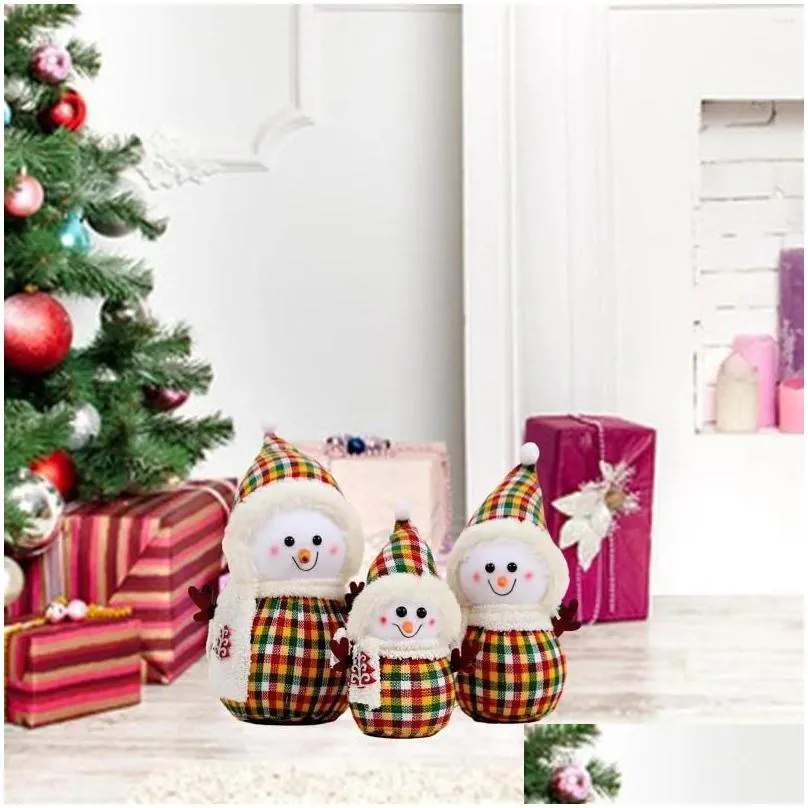 party decoration 3 pieces christmas plush dolls family ornaments adorable 8inch 10inch 11.8inch tall xmas gift for windowsill stylish