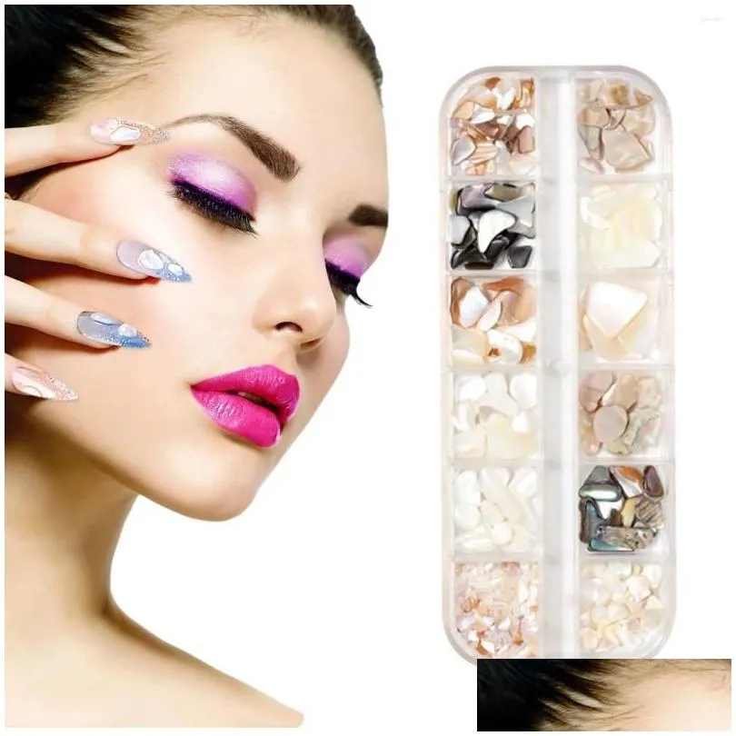 nail art decorations 12 colors mixed pieces long box ultra thin abalone letter stickers for nails glitter gel girls