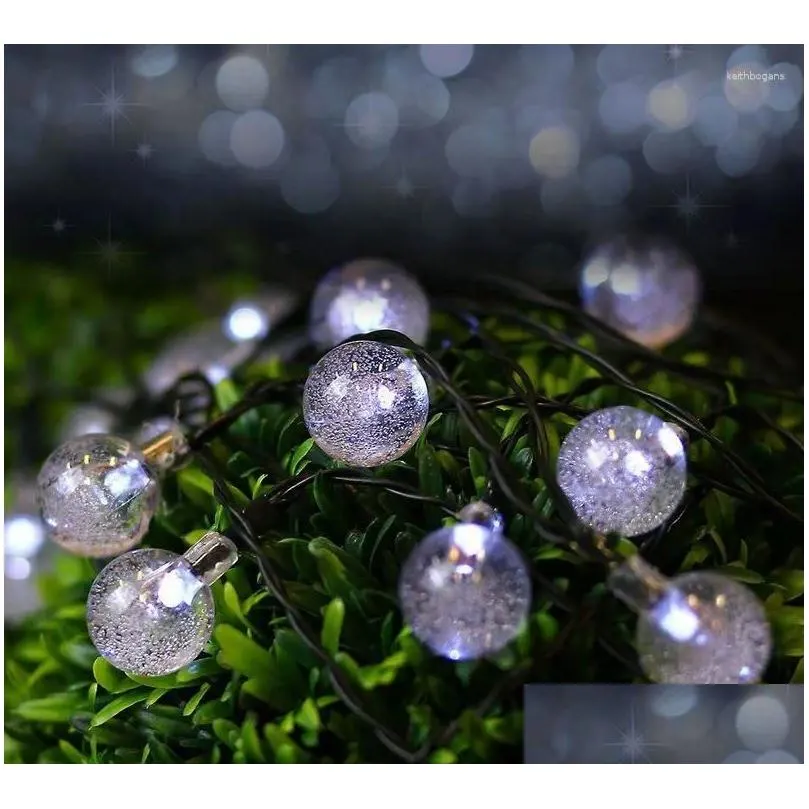 christmas decorations 6m solar powered led string light 30leds crystal globe bubble shaped lamp fairy lights waterproof wedding garden