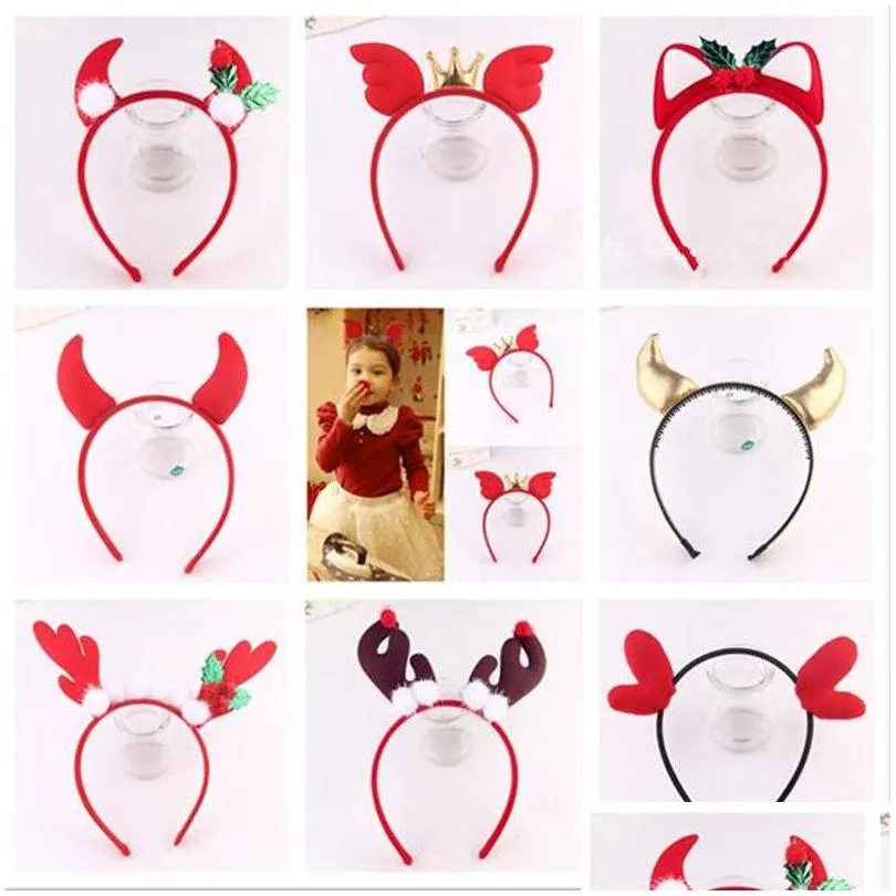 Christmas Decorations Headband Deer Antler Devil Horn Cartoon Hairbands Kids Adts Hair Party Dress Christmas Halloween Navidad1314X Dr Dhe2J