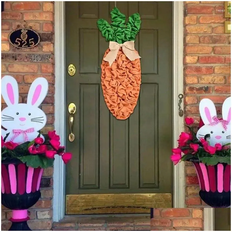 decorative flowers easter wreath signs teardrop carrot happy door with bow artificial swag for front wall decor