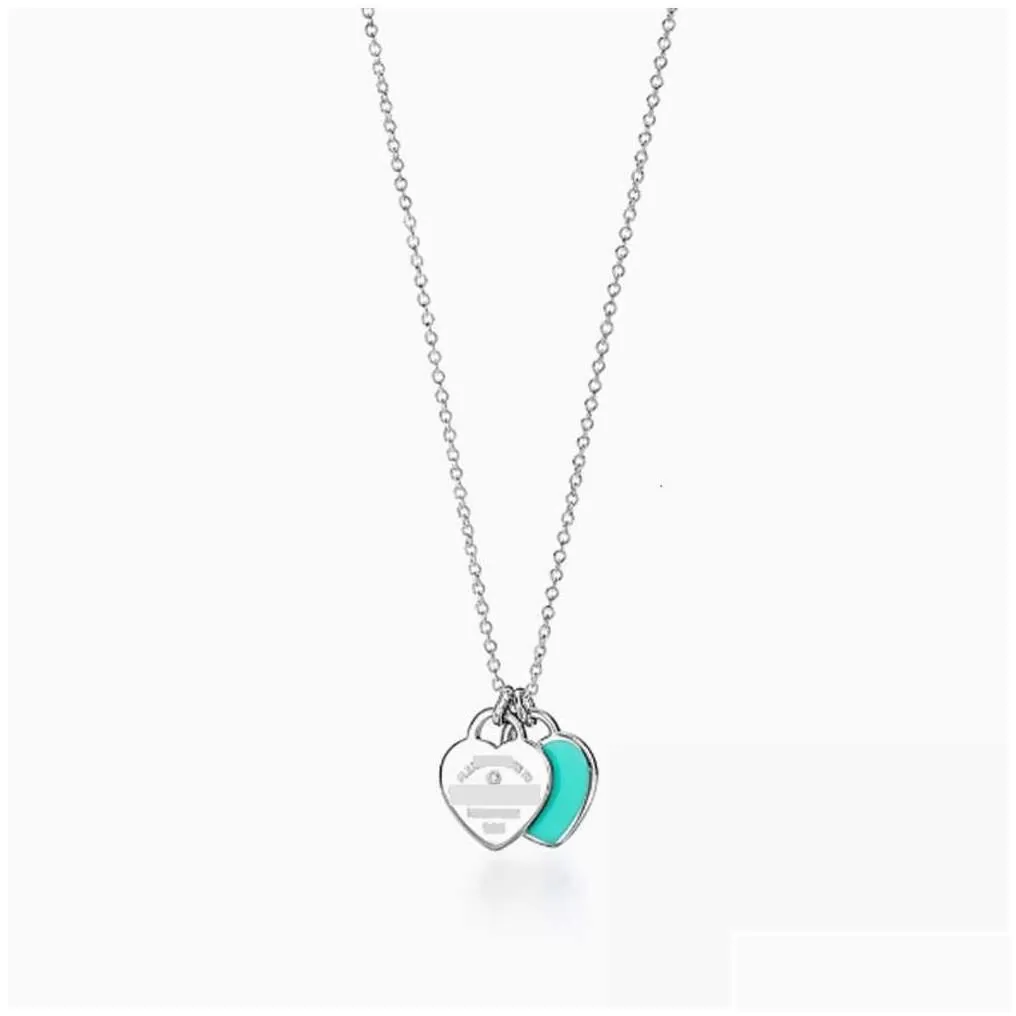 pendant necklaces ism classic high edition s925 sterling sier heart charm drop glue set diamond plated love necklace delivery jewelr