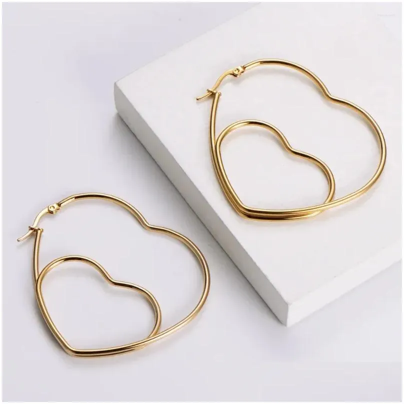 stud earrings promotion design heart shape metal for women with push-back fashion gold color earring luxury jewelry gifts