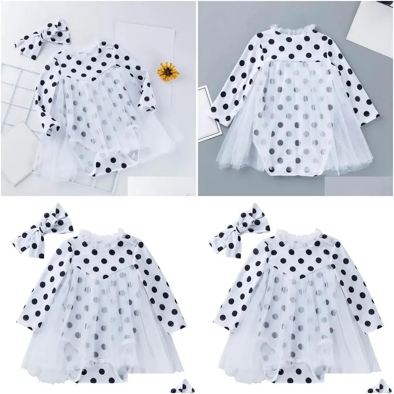 hair accessories girl summer dress climbing skirt polka dot print crew neck long sleeve bow gender neutral baby clothes simple