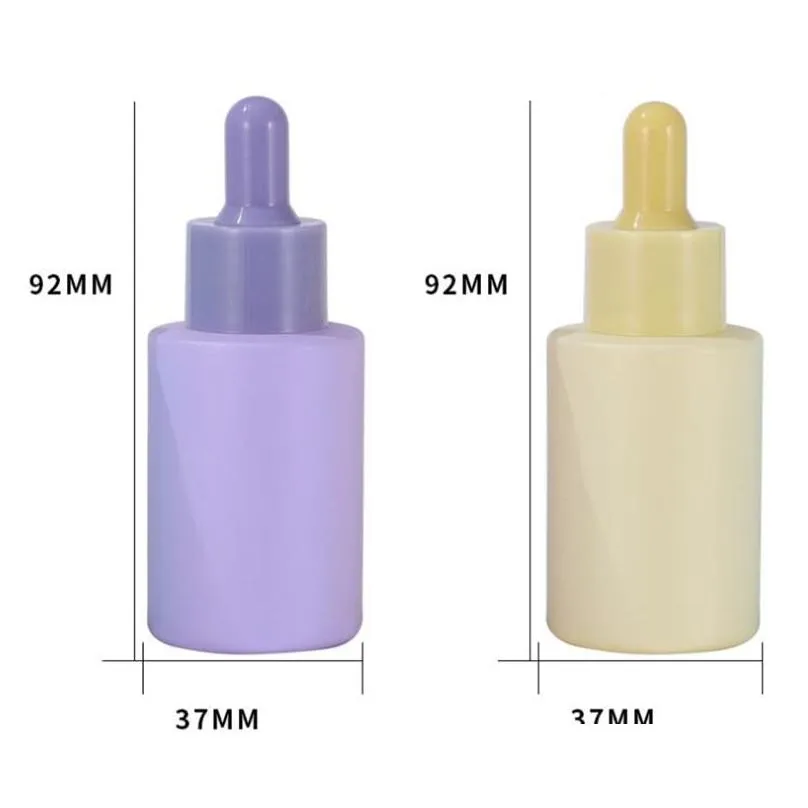 wholesale 30ml macaron dropper bottle frosted  oil bottles travel glass cosmetic empty bottle reusable