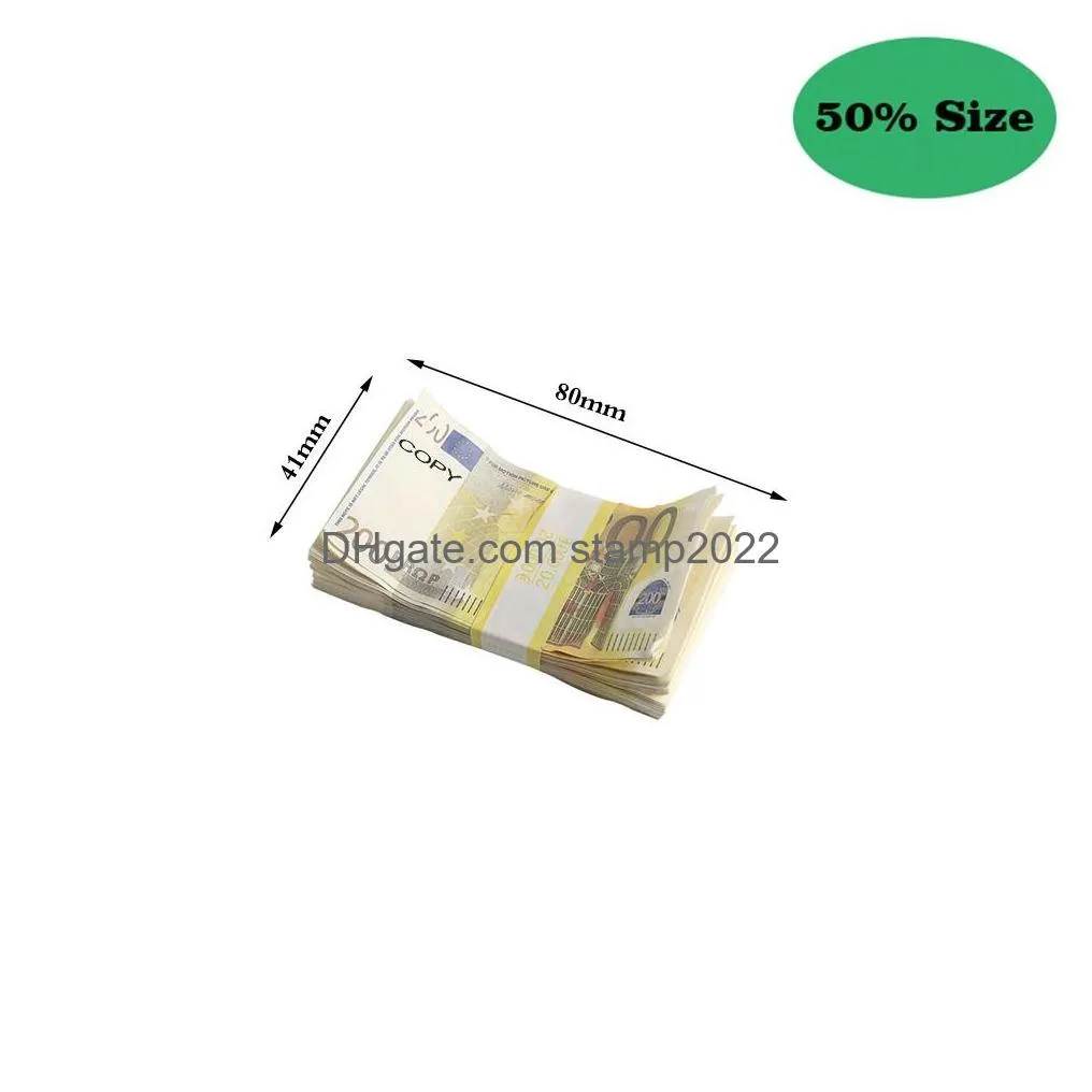 50% size aged prop money toy party games copy 10 20 50 100 party fake money notes faux billet euro play collection gifts