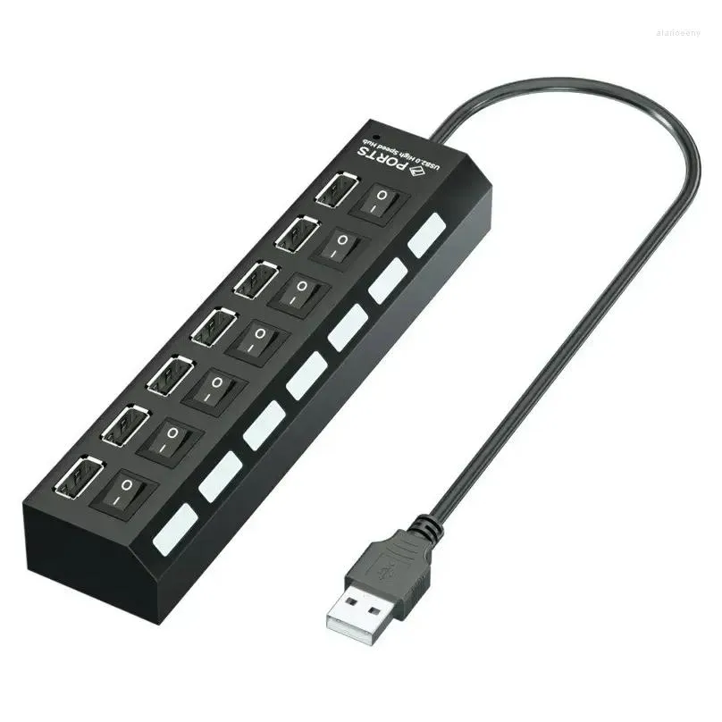 hub 7 port multi usb splitter power adapter multiple expander with on off switch for pc laptop macbook accessories