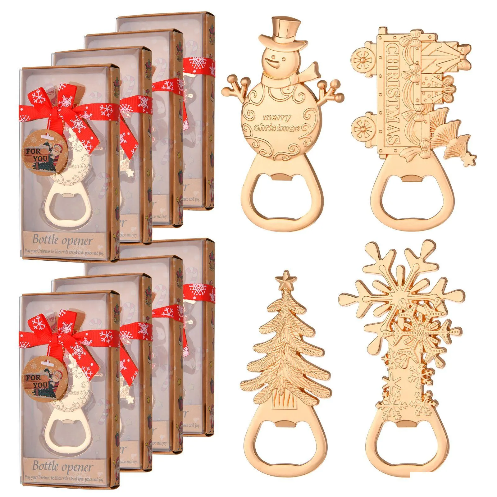 christmas bottle opener stainless steel snowman xmas tree bear deer santa shaped xmas gift kitchen tool party favor