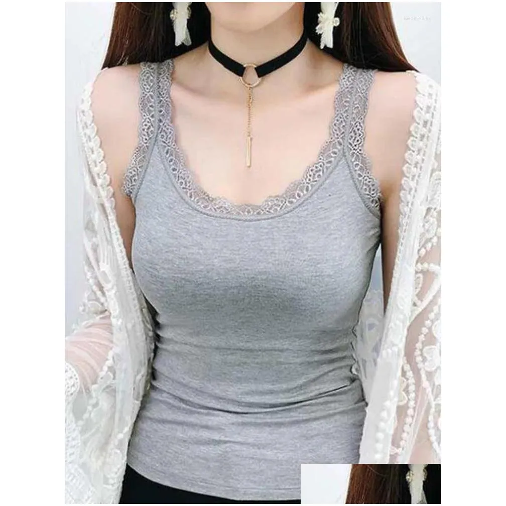 women`s tanks female vest lace tank sexy summer tops women camisole sleeveless t-shirt white black gray underwear