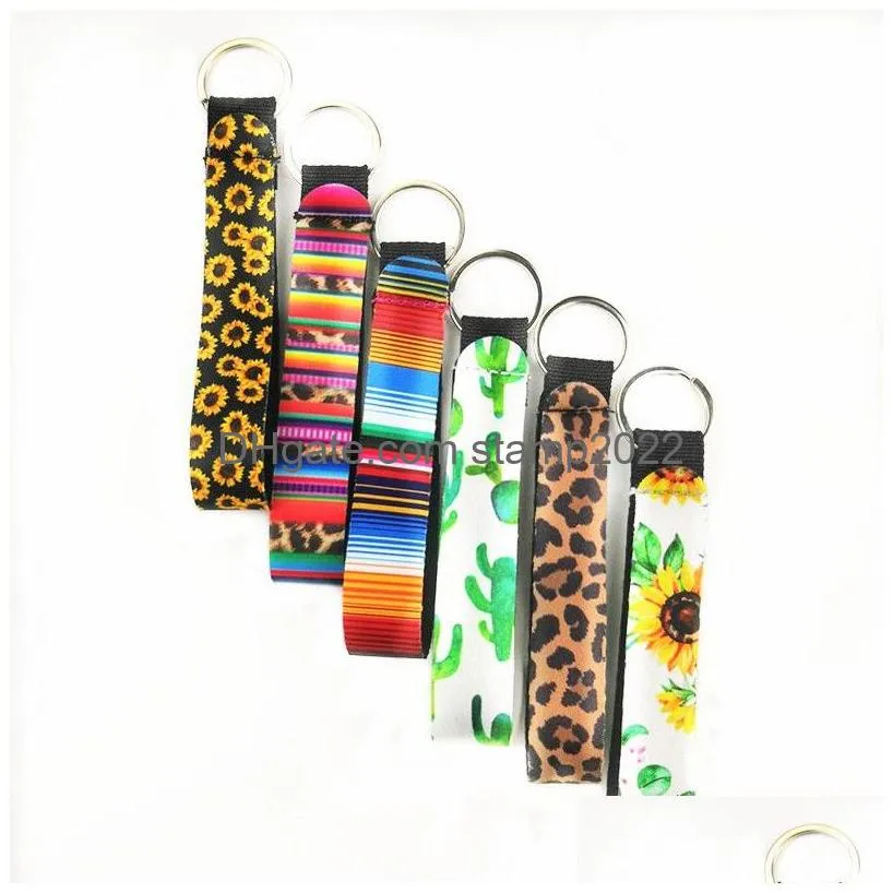 neoprene wristlet keychains lanyard party favor fashion long printing keychain decorative pendant girls