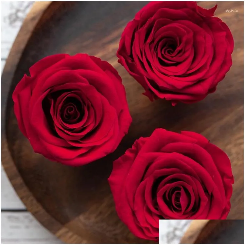 Decorative Flowers & Wreaths Decorative Flowers 8Pcs/Box Preserved  Rose Flower Heads 4-5Cm Dried Roses For Teddy Bear Handmade D Dh3Tq