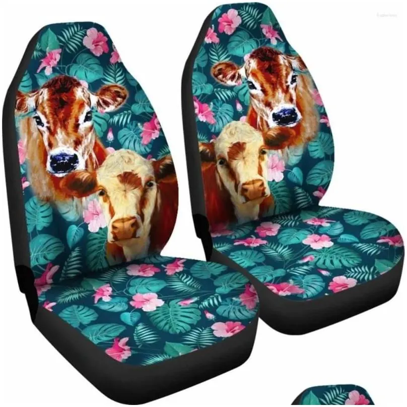 Car Seat Covers Car Seat Ers Cow Flowers 144730 Pack Of 2 Front Protective Er Drop Delivery Automobiles Motorcycles Interior Accessori Dhgzj