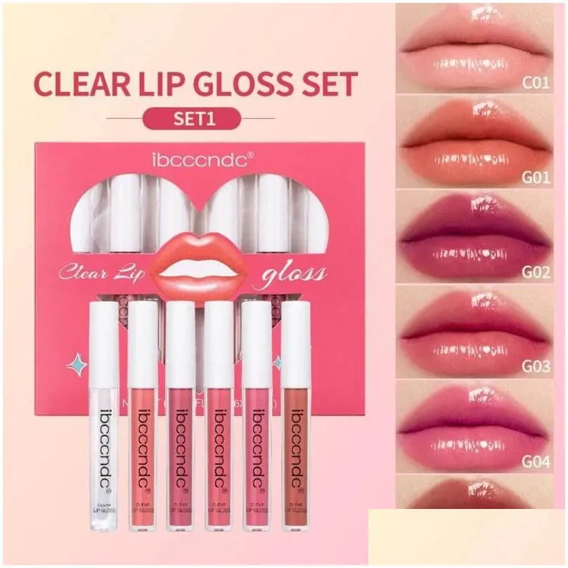 lip gloss lipstick set 6pcs transparent moisturizing and non staying cup mild irritating matte kit