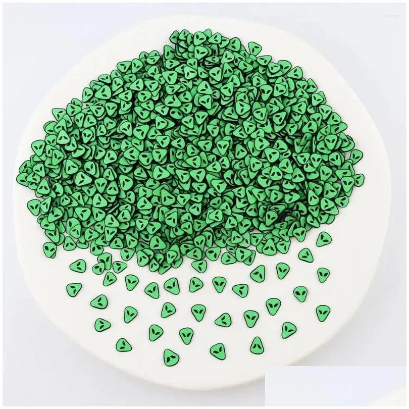 nail art decorations stylish green alien slices soft polymer clay flakes manicure accessories diy jewelry halloween 3d