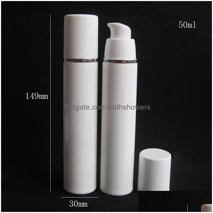 wholesale portable 15ml 30ml 50ml high quality white airless pump bottle -travel refillable cosmetic skin care cream dispenser pp lotion packing