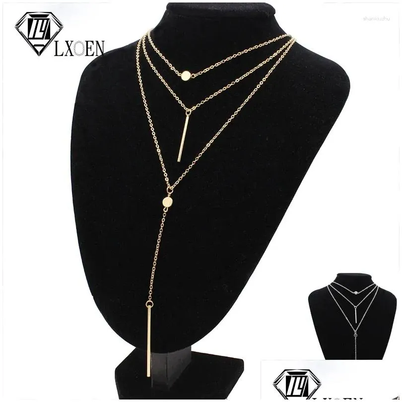 chains lxoen vintage chain chokers necklaces fashion multi layer crystal punk necklace statement bohemian jewelry for women gift