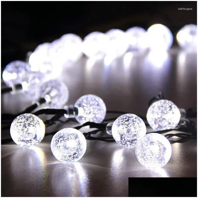 christmas decorations 6m solar powered led string light 30leds crystal globe bubble shaped lamp fairy lights waterproof wedding garden