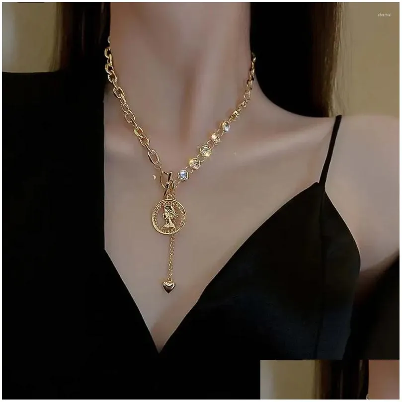 choker jewelry gold color leather weaving around the neck heart pendant clavicle chains women necklaces pu korean style