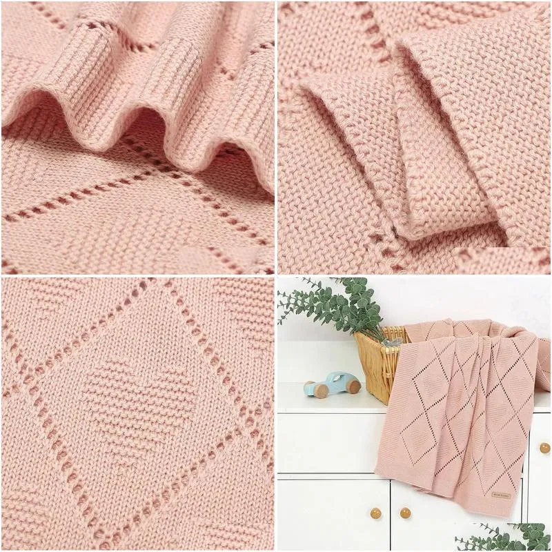 s knitted breathable born boy girl cotton stroller bedding sleeping covers 9070cm toddler throw receiving quilts 240127
