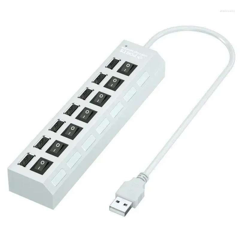 hub 7 port multi usb splitter power adapter multiple expander with on off switch for pc laptop macbook accessories