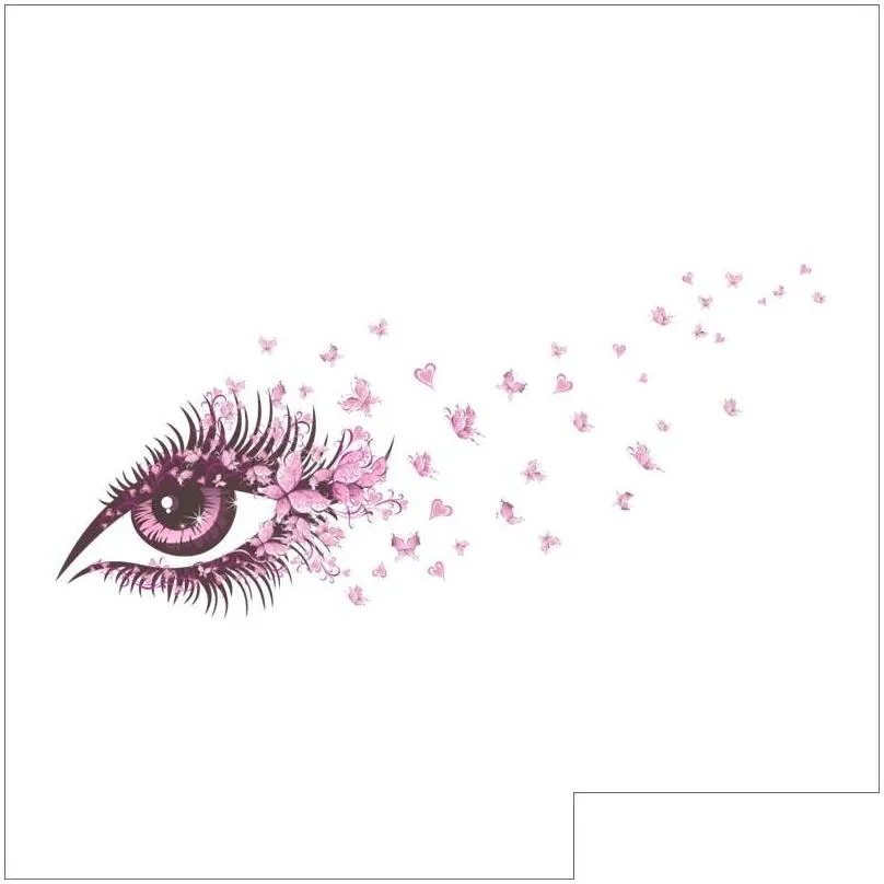 Wall Stickers Beautif Eyelash Flowers Butterfly For Kids Room Bedroom Decoration Girls Decals Creative Art Pvc Poster Drop Delivery Dhix0