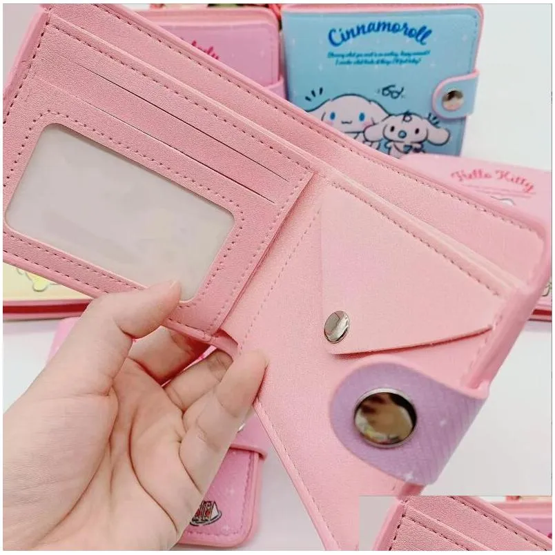 Purse Kawaii Pink White Melody Cinnamo Roll Pu Purse Girl Cute Soft Accessories Wallet With Big Capacity Drop Delivery Baby, Kids Mate Dh1Zq