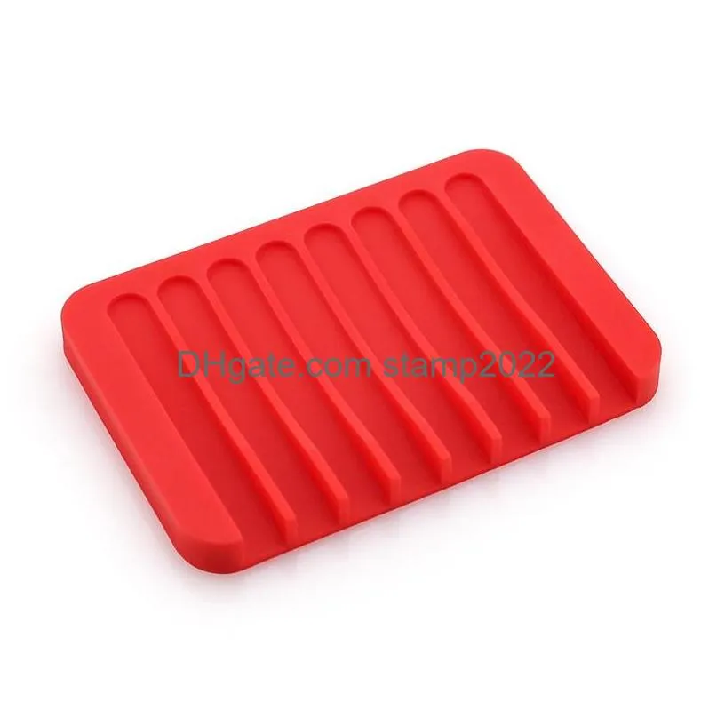 silicone soap dishes plate holder tray drainer shower waterfal for bathroom kitchen counter 16 colors