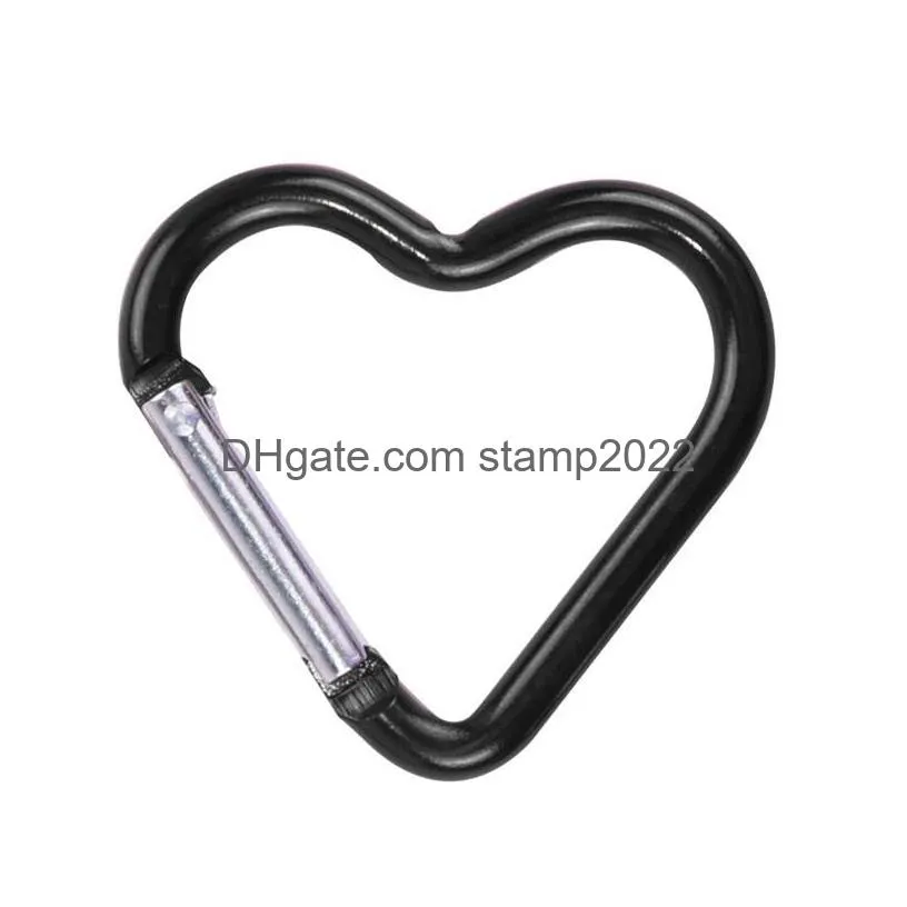 heart shaped keychain outdoor sports camp snap clip hook hiking aluminum metal convenient clip on