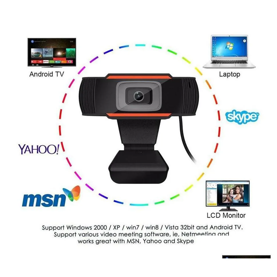 newest 12.0mp usb 2.0 camera web cam 360 degree mic clip-on webcam for skype computer pc laptop desktops