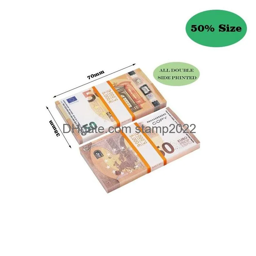 prop money faux billet copy money paper festive party toys party usa 20 50 100 fake dollar euro movie banknote for kids christmas gifts or video