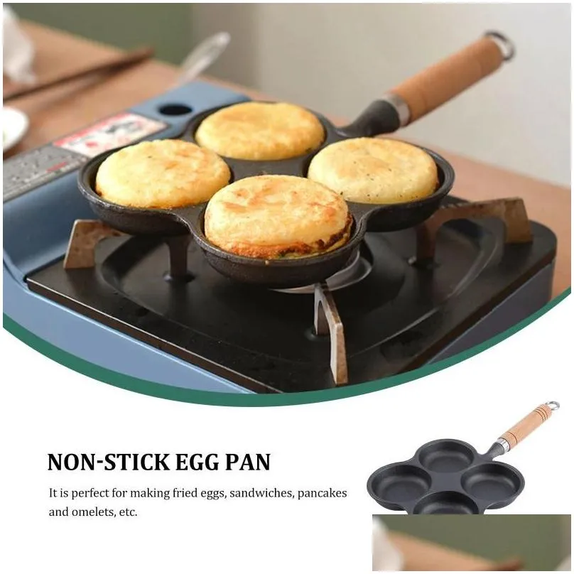 pans egg frying pan 4- cup non cooker cast skillet omelet for chinese swedish pancake making ( black )