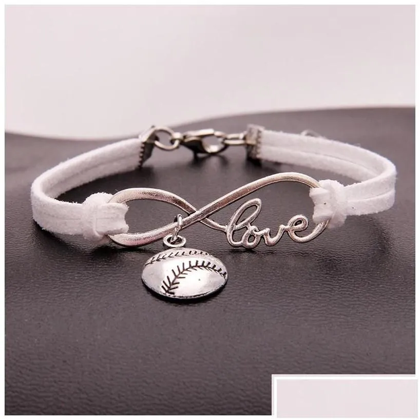 charm bracelets american softball infinity for women men love baseball veet string rope wrap bangle fashion sports jewelry gift drop d