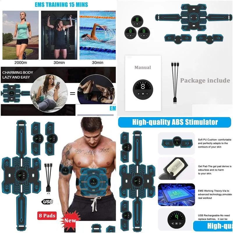 ems wireless muscle stimulator trainer abdominal training belt electric weight loss stickers body slimming home fitness equiment