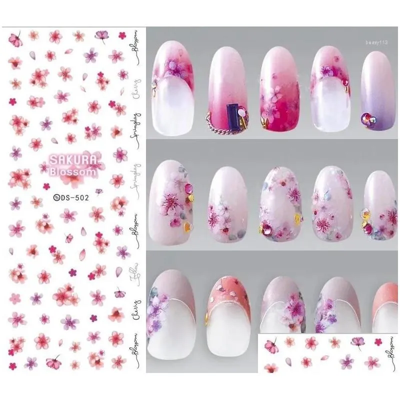 nail stickers 2024 design 1pcs daisy water transfer sticker for flower leaf slider foil tip diy art decor charm manicure