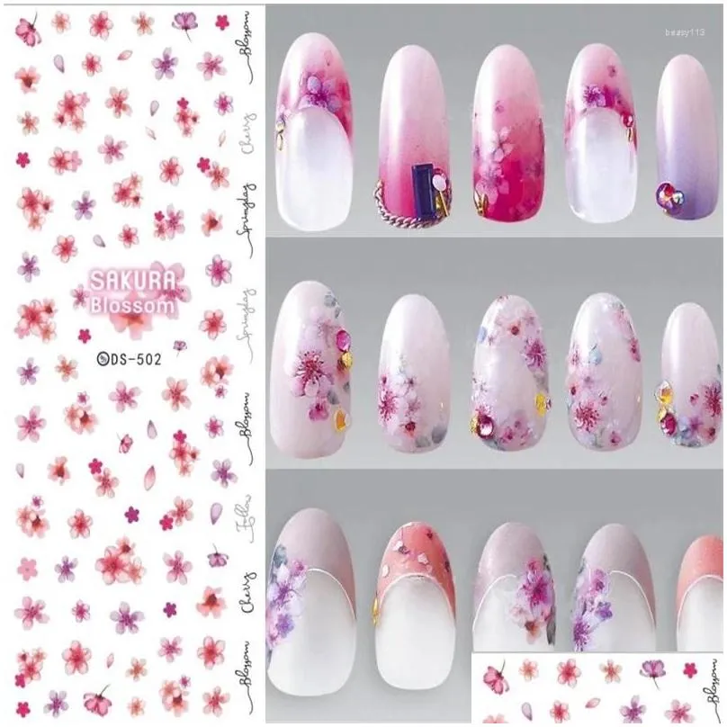 nail stickers 2024 design 1pcs daisy water transfer sticker for flower leaf slider foil tip diy art decor charm manicure