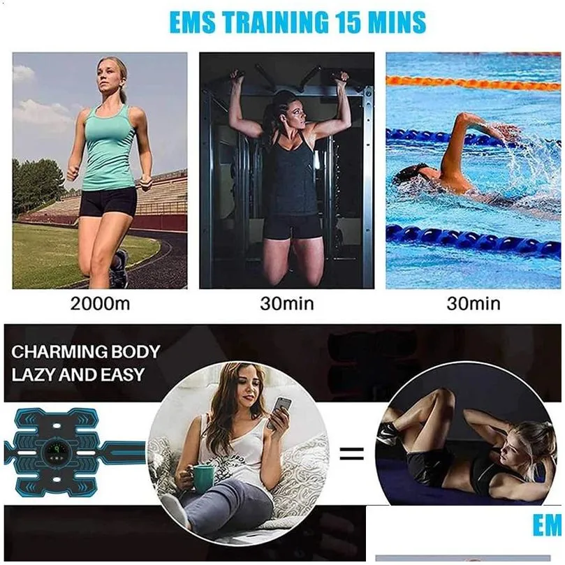 ems wireless muscle stimulator trainer abdominal training belt electric weight loss stickers body slimming home fitness equiment