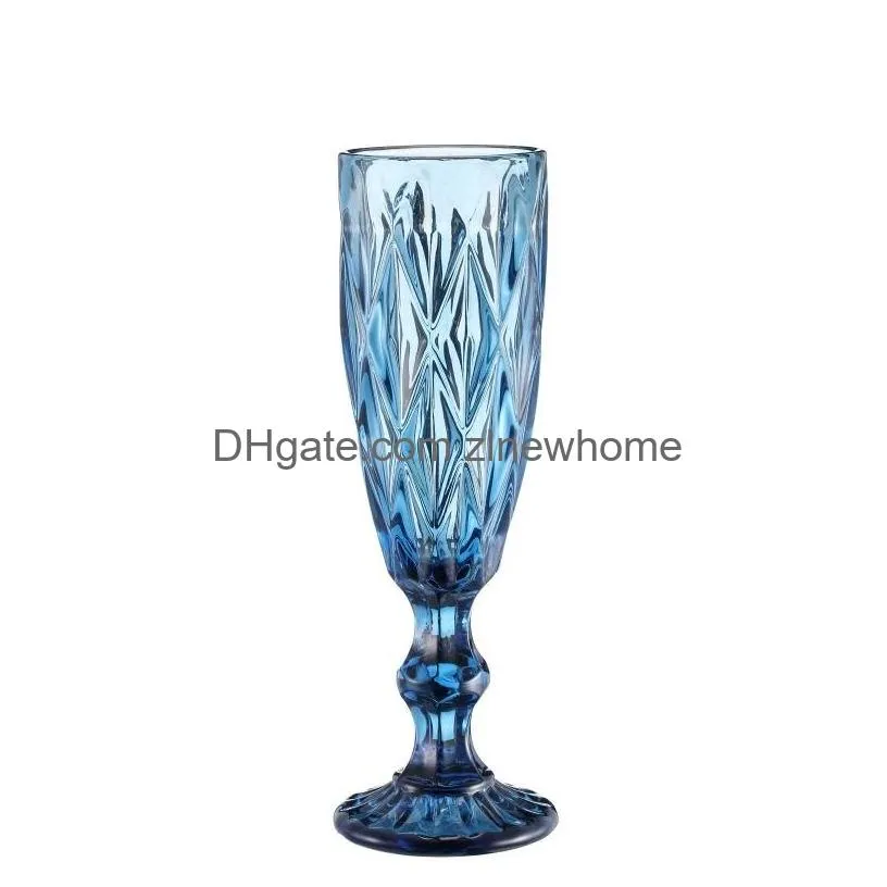 european style embossed champagne stained glass beer goblet vintage wine glasses household juice drinking cup cocktail glass 150ml