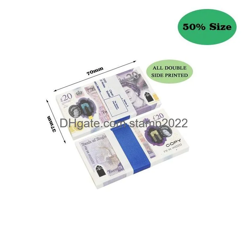 50% size party replica us fake money kids play toy or family game paper copy uk banknote 100pcs pack practice counting movie prop